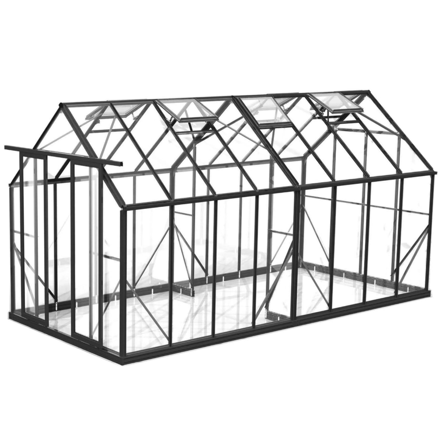 2.6x5.1m (8x16ft) 4mm Glasshouse | Winter Gardenz